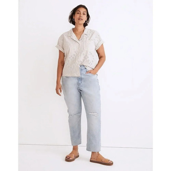 Madewell Denim - Madewell The High-Rise Slim Boyjean in Prentice Wash Ripped Edition Size 33